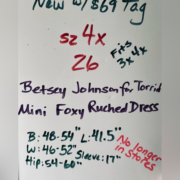$69 Sz 4x fits 3x 4x ⭐️ NEW WITH TAG Betsey Johnson for Torrid Foxy Mini Dress - Picture 12 of 12